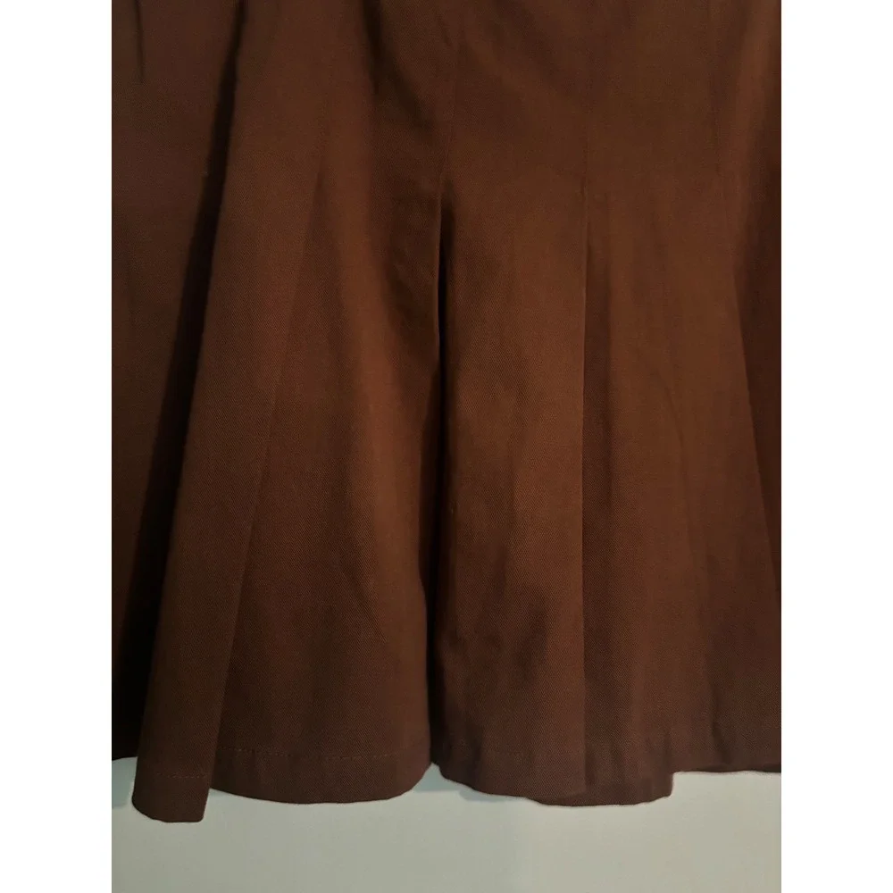 Indigo Rising Womens Sz L Brown Cotton Side Zip Pleated Mini Skirt Casual School